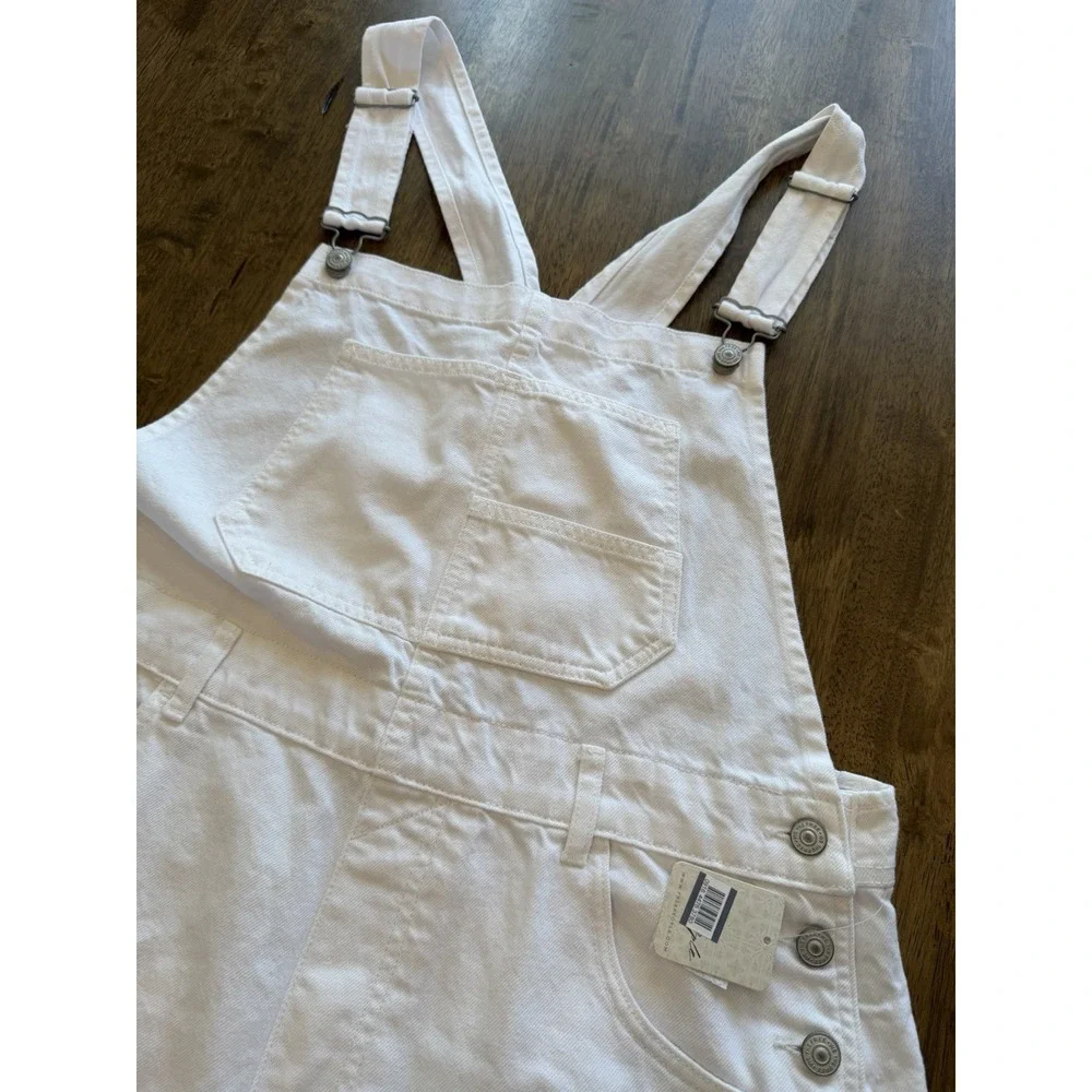 Free People NWT We The Free Ziggy Denim Shortalls White XL